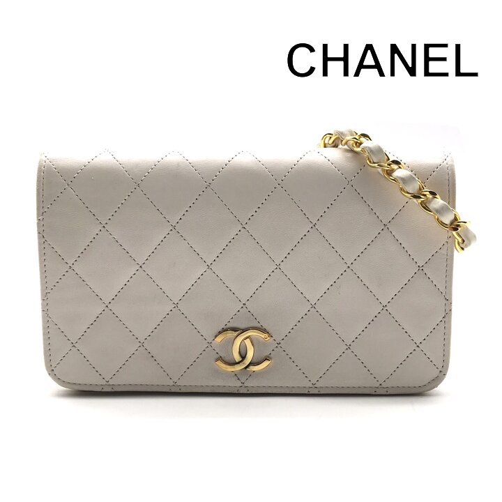 【中古】良品 CHANEL シャネル ココマーク マトラッセ プッシュロック レザー チェーン ショルダー バッグ ホワイト レディース ブランド 鞄 k7351