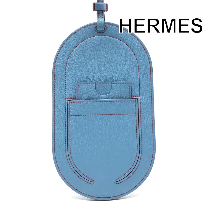 【中古】美品 HERMES エルメス インザループ トゥーゴー ポシェット レザー ミニ スマホ ショルダー バッグ ブルー ブランド カバン BAG k7676