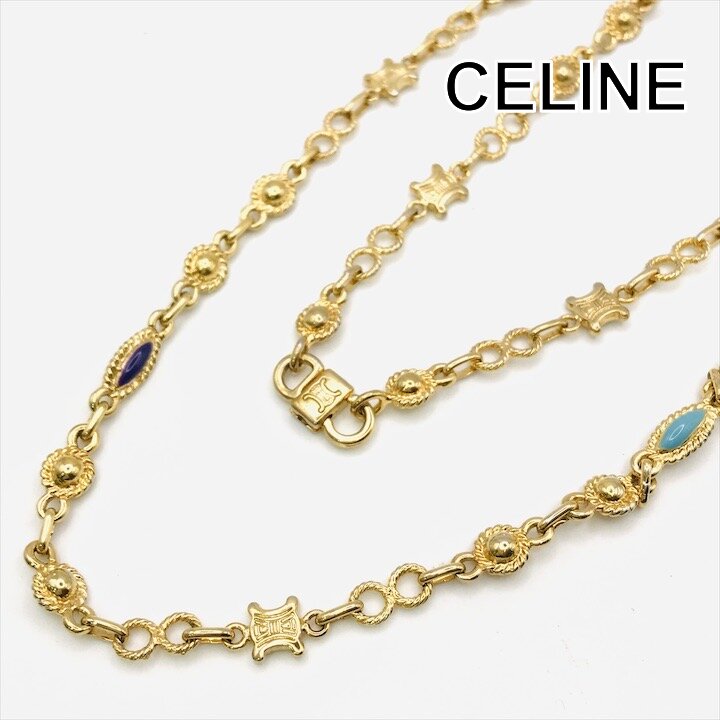 美品★ CELINE トリオンフ サークル ロゴ ネックレス アクセサリー VINTAGE CELINE/セリーヌ】 サークルロゴ ネックレス（ネックレス