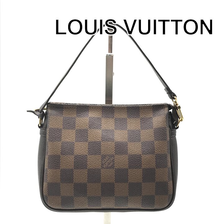 【中古】美品 LOUIS VUITTON ルイヴィトン ダミエ トゥルース メイクアップ ポーチ 小物入れ ショルダー バッグ PVC レザー ブラウン tm143