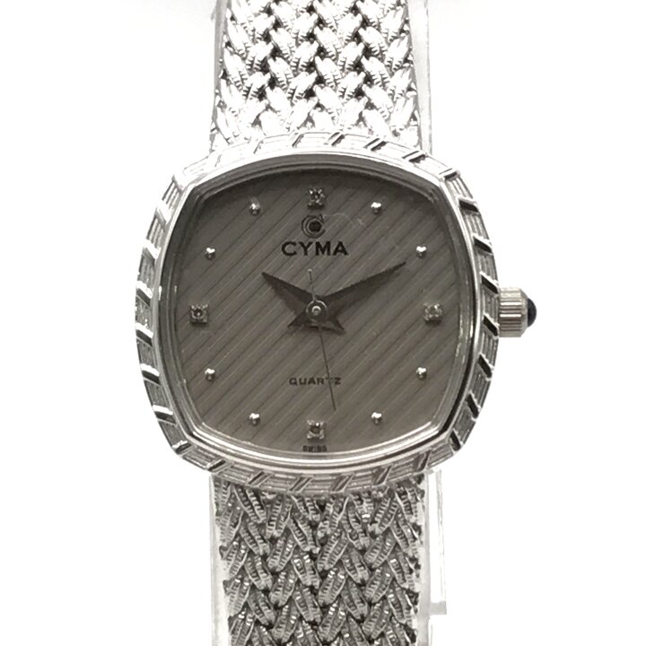 Rakuten - 【中古】美品 CYMA シーマ クォーツ 腕時計 時計 ウォッチ メッシュベルト シルバー 4Pダイヤ レディース 稼働品 m15627