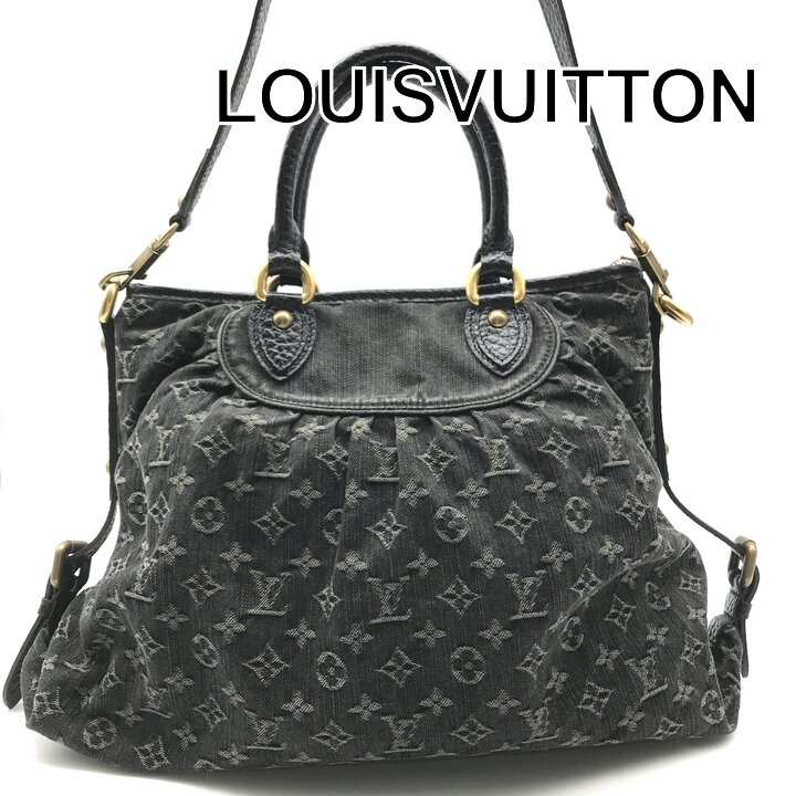 Rakuten - 【中古】美品 LOUIS VUITTON モノグラム デニム ネオガヴィ MM トート バッグ ブラック レディース ブランド カバン BAG r1667
