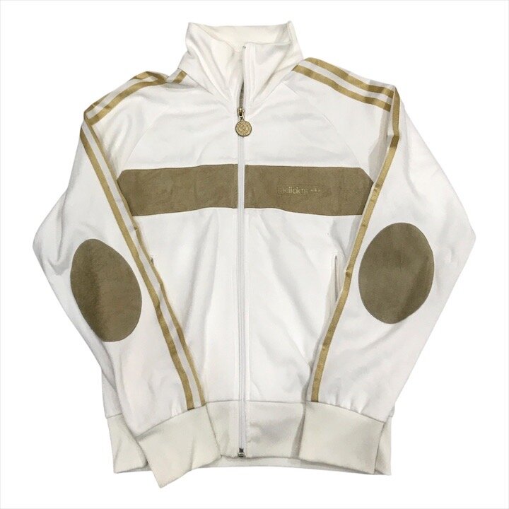 乐天商城 - 【中古】美品 ADIDAS オアシス アーカイブ ピッグスエード トラックジャケット ホワイト ゴールド 2XSサイズ 平成 ファッション c364