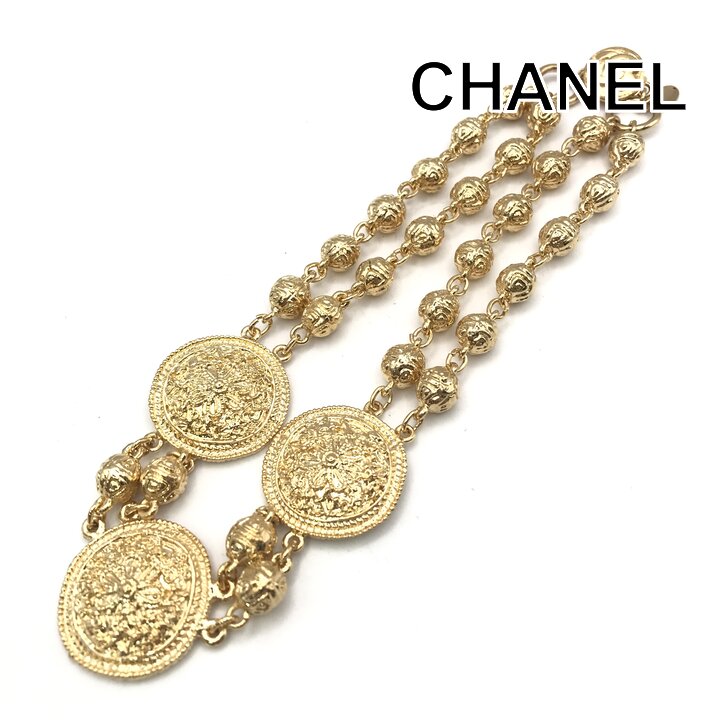 Rakuten - 【中古】美品 CHANEL シャネル ココマーク コイン 大ぶり ネックレス チョーカー ゴールド GP ブランド アクセサリー r1244