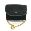 【中古】CHANEL シャネル ココマーク ミニ マトラッセ ジャージ プッシュロック チェーン ショルダー バッグ ブラック 良品 A483