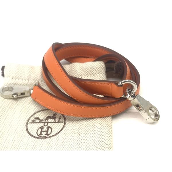 【中古】HERMES エルメス ケリー ショルダー ストラップ オレンジ系xシルバー 超美品 M2897