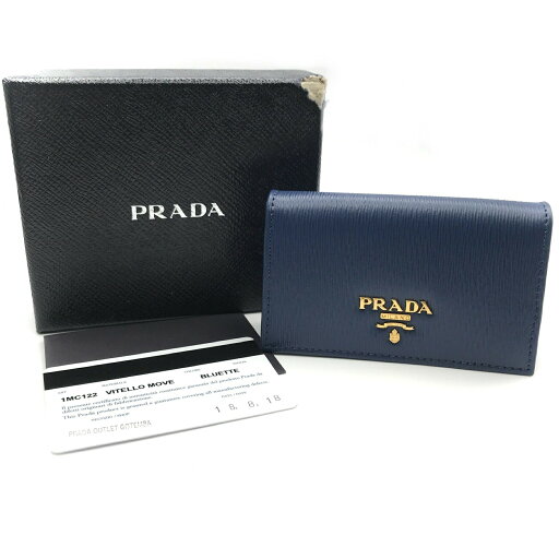 【中古】PRADA プラダ サフィアーノ メタルロゴ レザー カードケース ブルー 未使用保管品 m12124 【中古】PRADA プラダ サフィアーノ メタルロゴ レザー カードケース ブルー 未使用保管品 m12124