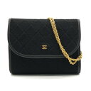 【中古】CHANEL シャネル ココマーク ミニ マトラッセ プッシュロック コットンジャージ チェーン ショルダー バッグ 美品 M9858