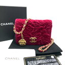 【中古】未使用保管品 CHANEL シャネル ココマーク カメリア ベロア ミニ チェーン ショルダー バッグ ピンク a1849 エ887