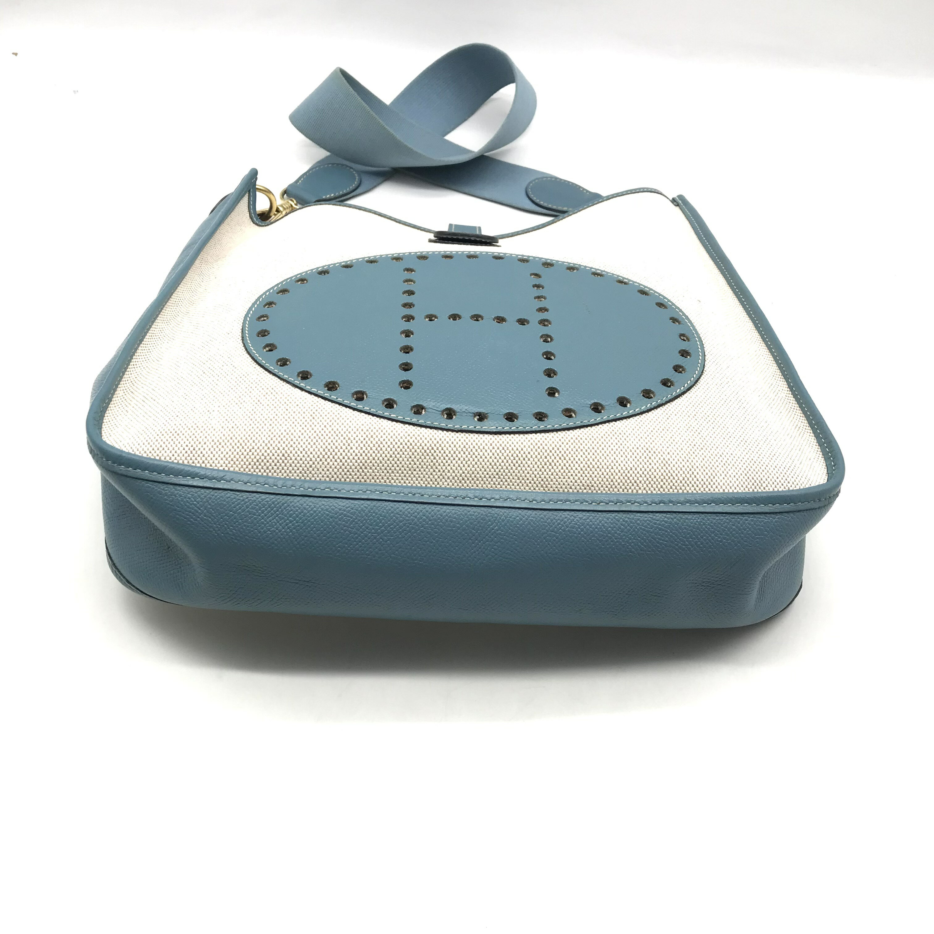 【中古】良品 HERMES エルメス エヴリンI トワル ブルージーン シカクH 刻印 ショルダー バッグ ゴールド 金具 k391
