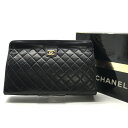 【中古】良品 CHANEL シャネル ココマーク マトラッセ ラムスキン クラッチ バッグ ブラック a2220