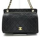 【中古】CHANEL シャネル マトラッセ ターンロック ラムスキン チェーン ショルダー バッグ ブラック k234