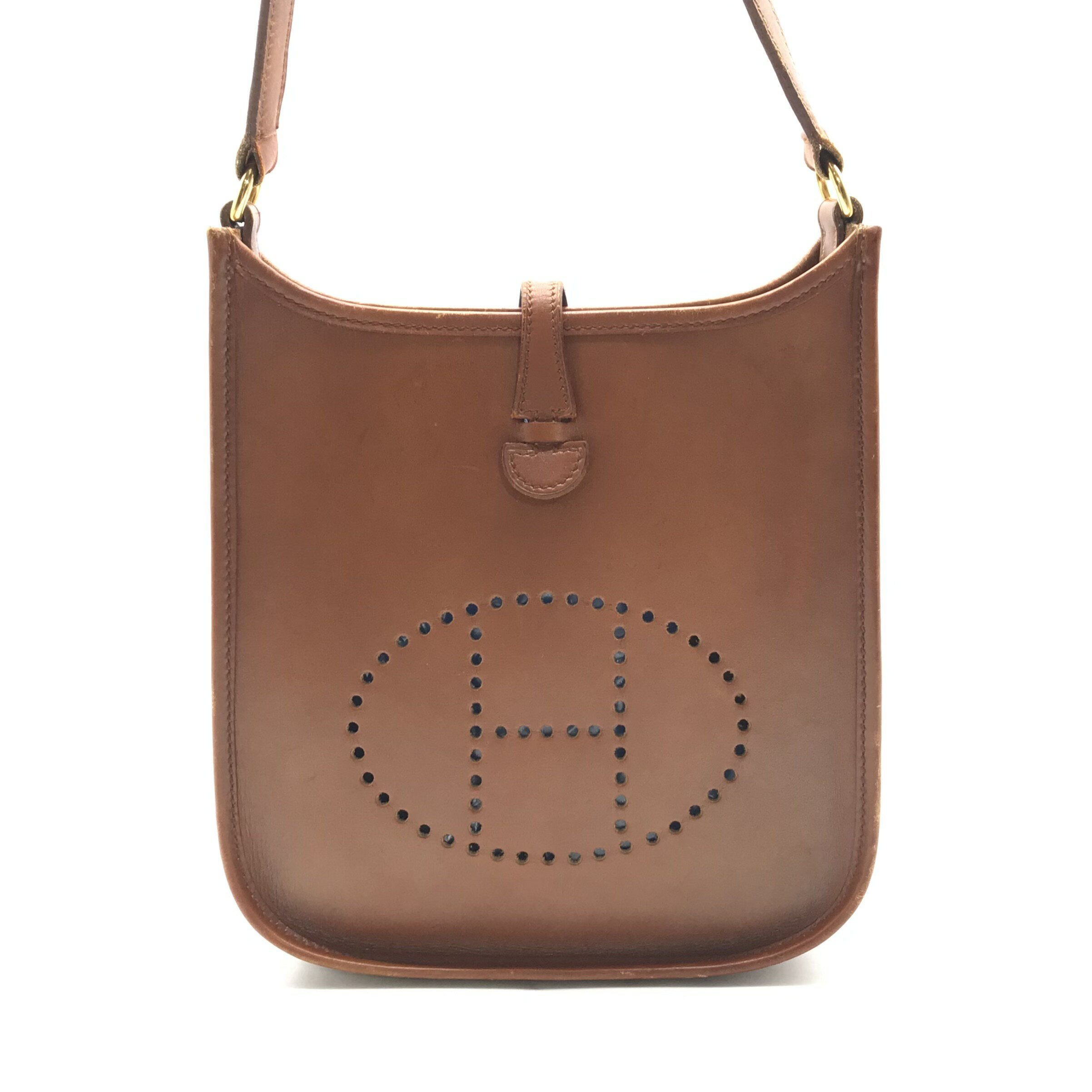 【中古】HERMES エルメス エブリン TPM ボックスカーフ ゴールド シカク F 刻印 ショルダー バッグ ブラウン k485のサムネイル