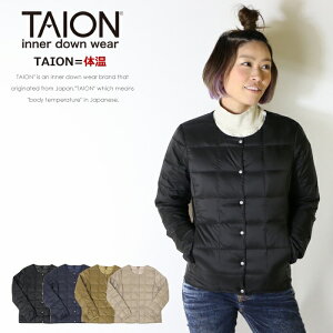 【タイオン taion TAION】 インナーダウン ダウン ダウンジャケット クルーネック 体温 レディース lady's ドメスティック ブランド TAION-w104 L-outer