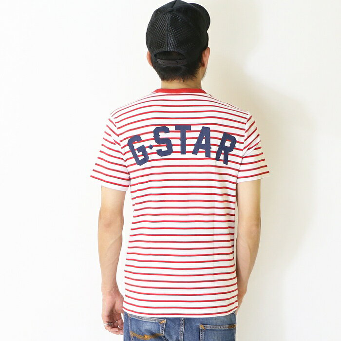 【セール 40％OFF】 ジースター tシャツ 半袖 ロゴ ボーダー G-STAR メンズ 国内正規品 インポート ブランド 海外ブランド D10978-A649