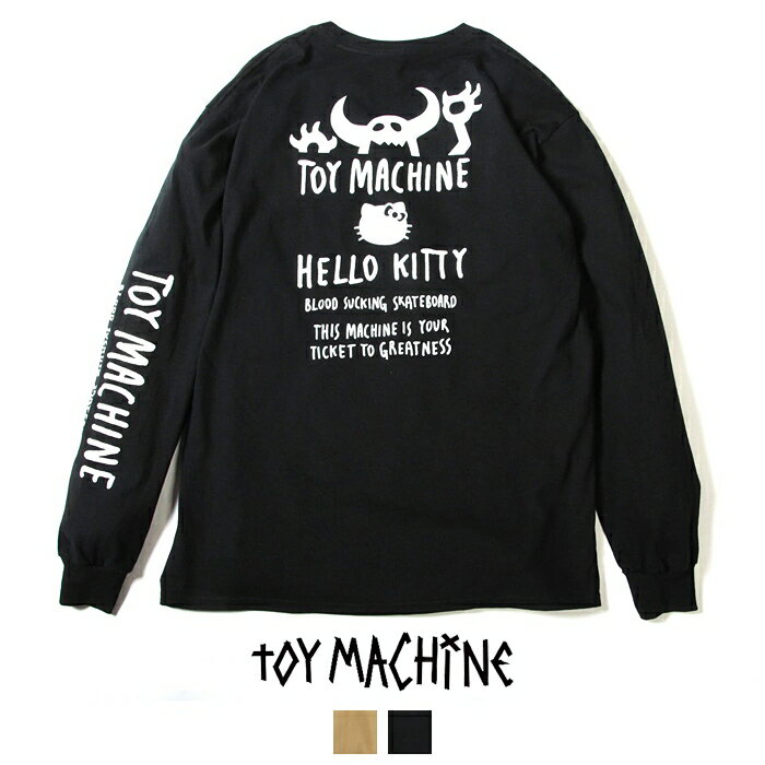 【TOY MACHINE トイマシーン】 長袖tシャツ ロンt tシャツ コラボ ハローキティー サンリオ 袖プリント ストリート系 スケート メンズ レディース 正規品 インポート ブランド 海外ブランド KTMPBLT2