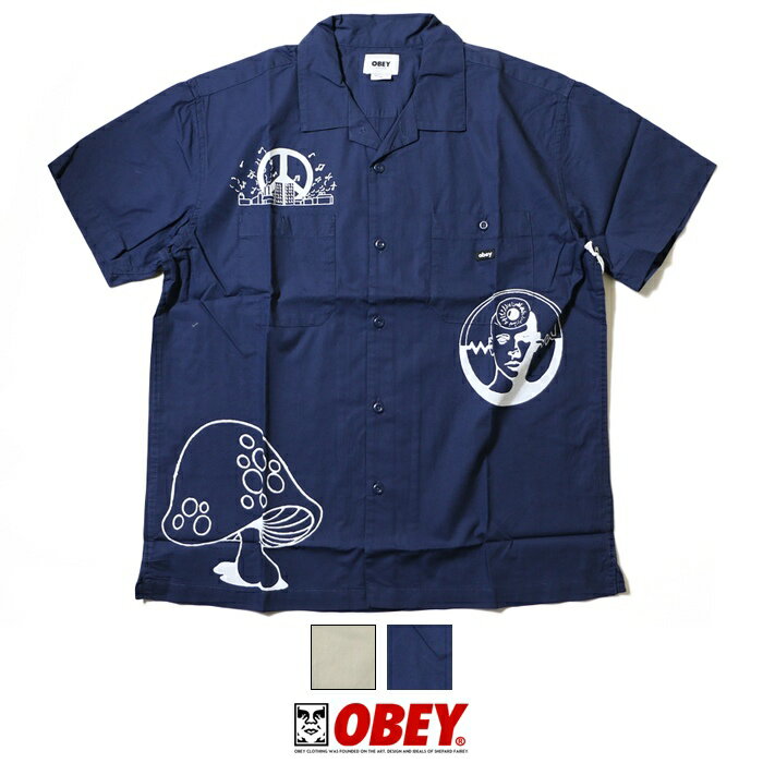 楽天エムズジーンズ【セール 50％OFF】 OBEY オベイ 半袖シャツ 総柄 プリント グラフィック スケートボード スケボー ストリート系 グラフィック メンズ 正規品 インポート ブランド 海外ブランド ストリートブランド 181210342 M-shirts