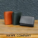 【Hawk Company ホークカンパニー】 財布 サイフ 本革 牛革 リアルレザー 三つ折り ミニ財布 小物 グッズ メンズ レディース プレゼント 彼氏 男性 彼女 女性 3457