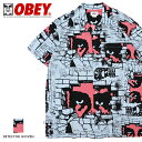 OBEY オベイ 半袖シャツ 総柄 開襟シャツ アロハシャツ ガラシャツ プリント グラフィック スケートボード スケボー ストリート系 グラフィック メンズ 正規品 インポート ブランド 海外ブランド ストリートブランド 181210385-23U M-shirts