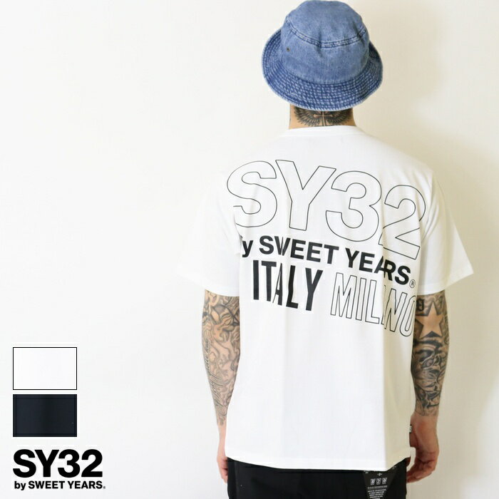 【2024年 春夏新作】 SY32 by SWEET YEARS エスワイサーティトゥ tシャツ 半袖 トップス スポーツ系 プリント イタリアブランド 大人カジュアル メンズ 正規品 インポート ブランド 海外ブランド 14154J-W