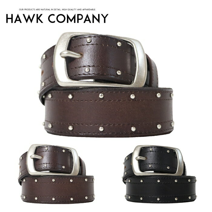【Hawk Company ホークカンパニー】 ベルト レザーベルト スタッズ ステッチ 本革 カジュアル 小物 グッズ メンズ men's レディース lady's プレゼント ギフト 彼氏 彼女 男性 女性 349