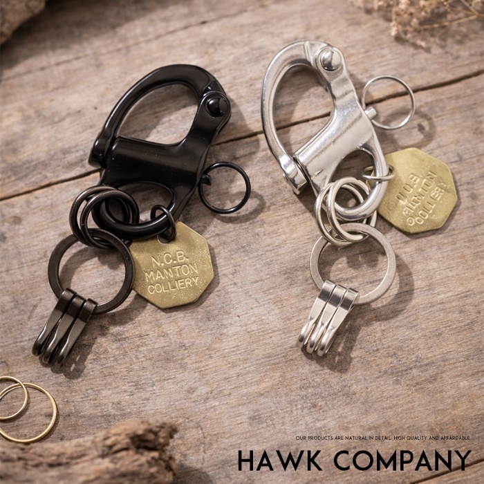 Hawk Company ホークカンパニー 真鍮製キーリング カラビナ キーホルダー キーケース 小物 グッズ アクセサリー プレゼント ギフト 彼氏 男性 誕生日 記念日 父の日 ラッピング無料 メンズ レディース 7551