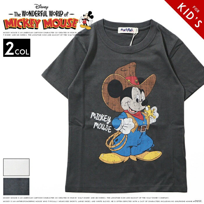 Rakuten - 【2026年 春夏新作】【キッズ/子供用】 ANTIBAL アンティバル Tシャツ 半袖 コラボ ミッキーマウス ディズニー カウボーイ ウエスタン アメカジ カリフォルニア クラシック メンズ レディース ユニセックス 大人 国内 ブランド 262AN3ST737