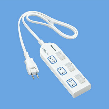 パナソニック WHA25134WP ザ・タップX 安全設計扉・パッキン付コンセント 3コ口 個別防水スイッチ付 スナップキャップ・1mコード付 ホワイト