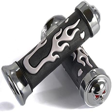 ガイコツ バーエンド バイクグリップ 25mm メッキ 左右セット