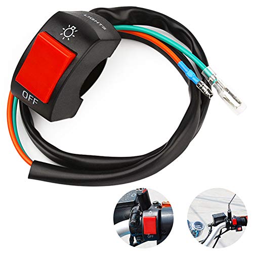 オートバイ 7/8 ハンドルバー ヘッドライト LED スポット ライト ランプ キル スイッチ 12V DC 電気