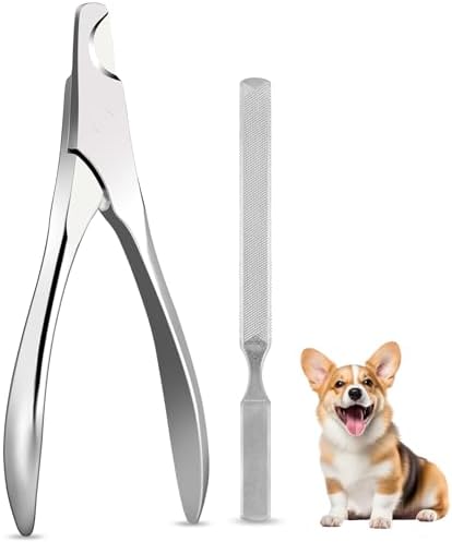 犬用爪切り オールステンレススチール ペット用爪トリマー 広口 スプリング内蔵 頑丈 滑らか 鋭い 耐久性 トリミングツール 犬 猫 厚い爪用 爪やすり付き