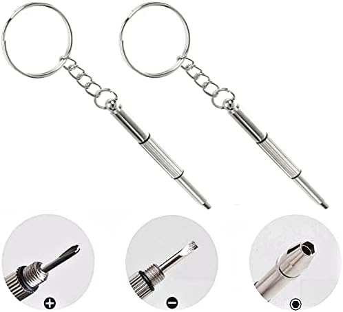 メガネ サングラス 精密ドライバー 眼鏡 修理 補修 ツール キーリング キーホルダー 携帯電話 ドライバー 合金 ミニ スクリュードライバー 軽量 小型 工具 携帯便利 (2本セット)