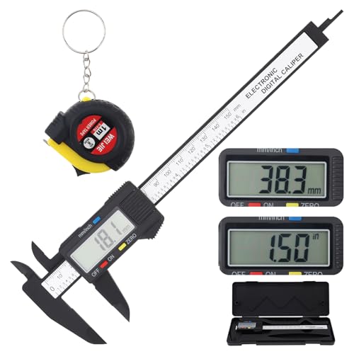 Rakuten - デジタルノギス 150mm 精度0.1mm 内径/外径/深さ測定用 DIY/自動車/工業対応 日本語取扱説明書＆予備電池＆収納ケース＆メジャー付き