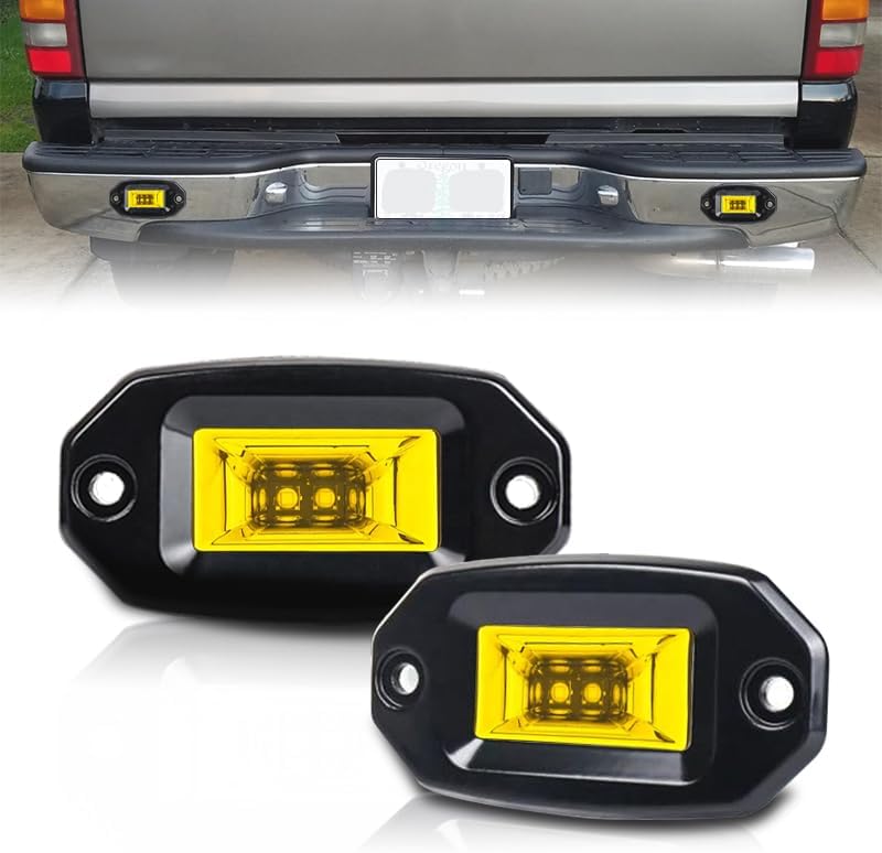 20W 4LED作業灯 ワークライト イエロー 埋め込み専用 フラッドライト 作業ライト補助用灯 オフロードライト イエロー光り (2個 イエロー, 20W)