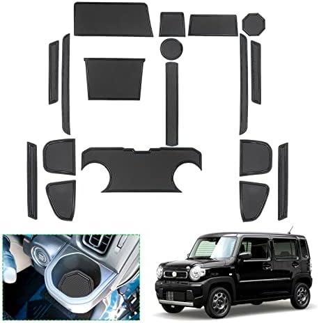 ハスラー MR52S/MR92S型 2代目 2020年現行 専用 ドアポケットマット ラバーマット 防音 ドリンクホルダー (ブラック)