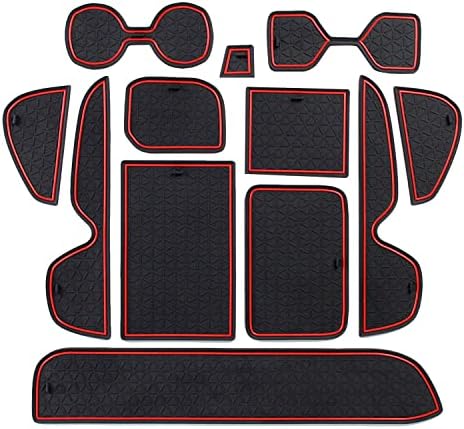 Rakuten - 新型 RAV4 50系 専用 インテリアラバーマット 滑り止めシート アクセサリー ポケットマット 引っ掻きキズ防止 ノイズ軽減 12枚 カスタムパーツ (レッド)
