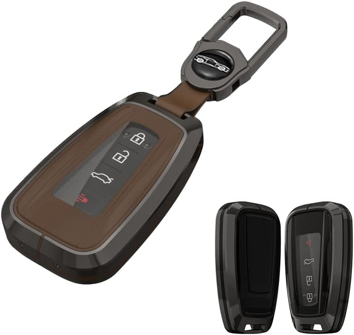 TPU 組み立て式キーケース 亜鉛 金属製 新型プリウス50系、プリウス50後期（2019年新型）、カローラスポーツなどとの互換性があり簡単取付 キーホルダー 茶色