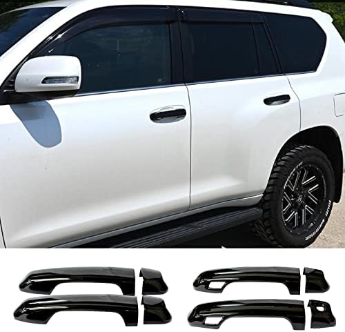 適合 150系 ドアハンドルカバー ドアハンドルプロテクター ドア傷防止 爪キズ防止 8個セット ABS素材 (ピアノブラック, スマートホールあり)