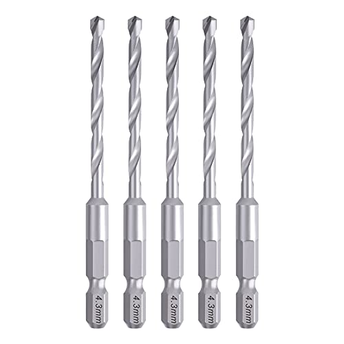 樂天商城 - コンクリートドリル 4.3mm 5本セット 超硬ドリル 六角軸回転・振動兼用穴あけドリルビットセット 商品仕様: 超硬特殊鋼 軸径: 6.35mm