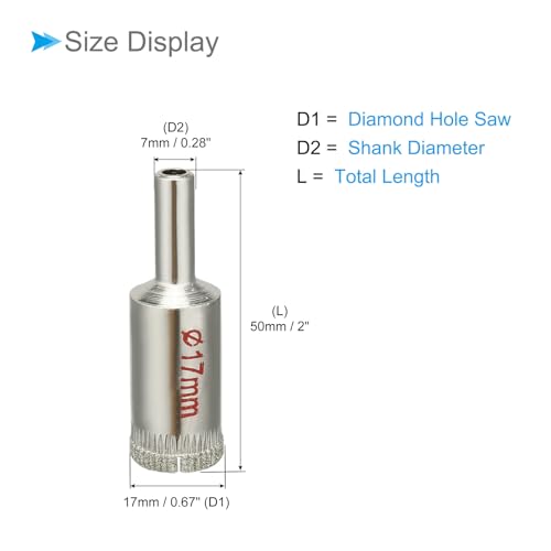 17mm 切削直径 ニッケルメッキコーティングダイヤモンドコアドリルホールソー - 5個セット 2