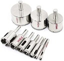 ホールソーセット ガラス タイル 穴あけ 超硬 10本組 6mm 8mm 10mm 14mm 16mm 18mm 22mm 35mm 40mm 50mm