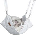 猫ハンモック吊り下げベッド ケージ リバーシブル 長さ調節可 冬夏両用 50x45cm 10 kgまで キルト仕様 ホワイト