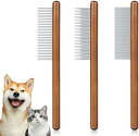ペット用コームセット 犬 猫 ウサギ 木製ハンドルブラシ 抜け毛・もつれ取りブラシ