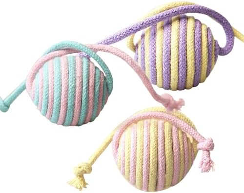 猫 おもちゃ 3個入り 猫 ボール 噛むおもちゃ 麻縄材質 猫の歯磨きおもちゃ 追いかける