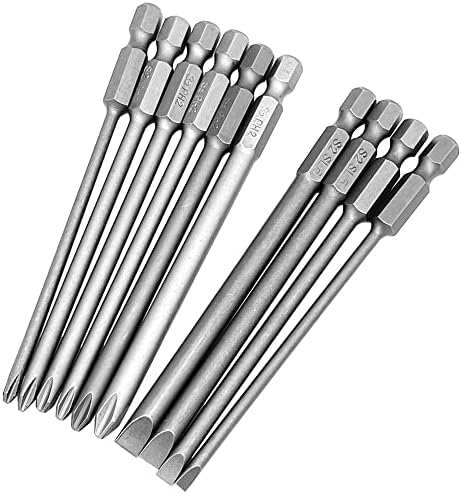 樂天商城 - 10本組 インパクト ビット マグネット プラスビット マイナスビット 六角 6.35mm 精密 電動ドライバー ビット 100mm長