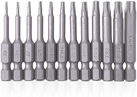 12ピース トルクスドライバー 星形 梅の花 ドライバーセット T5-T40 ドリル ビット工具 六角軸 6.35mm ..
