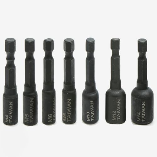 タップソケット ねじ タップ ソケット 7本 ソケットアダプター 50mm M4/M5/M6/M8/M10/M12/M14合金鋼 エ..