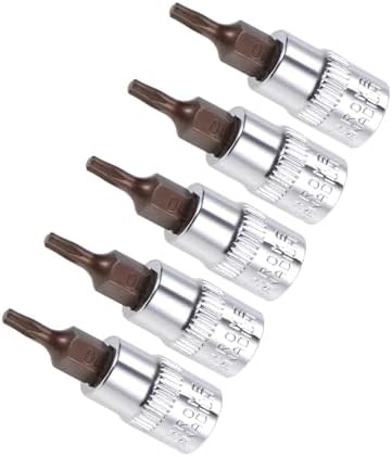 トルクスビットソケット T10 1/4"ドライブ 1.5"長 S2合金鋼熱処理済みCR-Vソケット - 5個セット