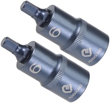 六角ビットソケット H6ビット 1/2"ドライブ 2"長 スタータイプS2合金鋼Cr-Vソケット ブルー色 - 2個セ..