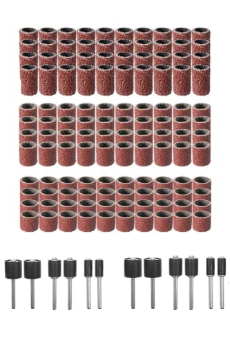 Rakuten - サンディングバンド 132個セット 180# 120# 80# 研磨 回転工具用 軸付 電動ヤスリ 電動ルーター ドリルプレス用 木工 ロータリーツール ネイルビット 角質処理 金属研磨 DIY工具